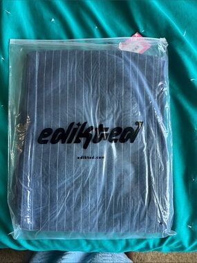 Edikted Blue Pinstripe Button-Down Shirt